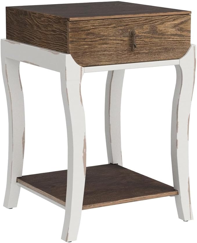 COSIEST Rustic Nightstand, 2-Tier Farmhouse Bedside Table, Wood Accent End Table with Storage Drawer and Open Display Shelf for Bedroom Nursery Living Room(Walnut)-NeatNest