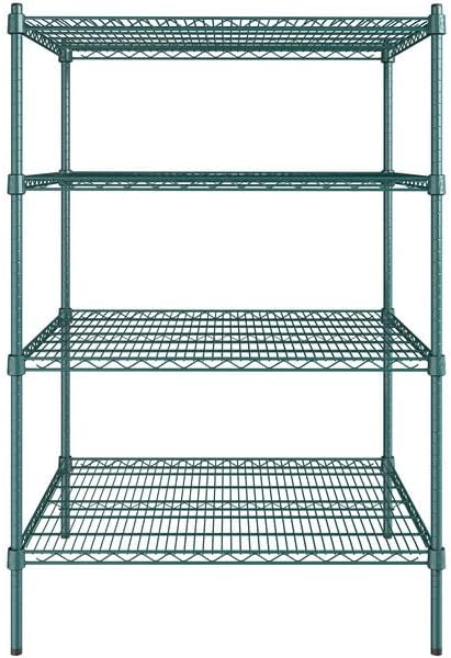 30" x 36" NSF Green Epoxy 4-Shelf Kit with 54" Posts, Heavy Duty Storage Shelving, Wire Shelving Kit, NSF Commercial Storage Rack Unit