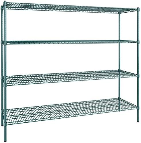 21" x 72" NSF Green Epoxy 4-Shelf Kit with 64" Posts, Heavy Duty Storage Shelving, Wire Shelving Kit, NSF Commercial Storage Rack Unit
