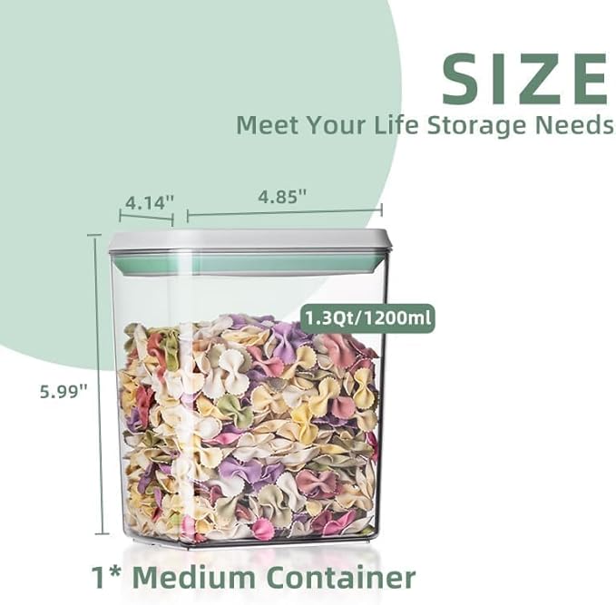 Airtight Food Storage Containers with Lids Pop Up Containers Pasta Organizer for Kitchen Pantry Cereal Snack Flour Sugar Coffee (3pc 1200ml / 1.26qt)-NeatNest