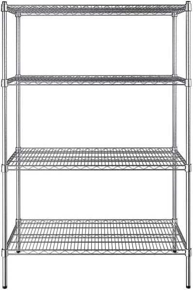 21" x 42" NSF Chrome 4-Shelf Kit with 64" Posts, Heavy Duty Storage Shelving, Wire Shelving Kit, NSF Commercial Storage Rack Unit