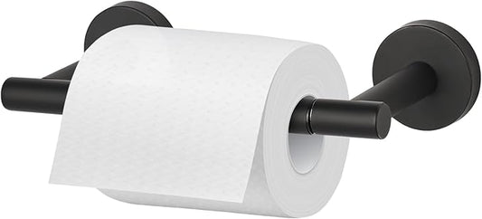 Newfun Matte Black Toilet Paper Holder, SUS 304 Stainless Steel Adjustable Double Post Pivoting Toilet Paper Roll Holder Wall Mount for Bathroom