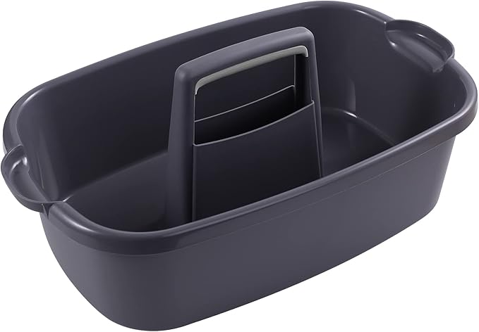 2-Pack Large Gray Cleaning Caddy for Cleaning Supplies with Handle - Portable Plastic Tote Organizer for Shower, Bathroom, Kitchen, Under Sink Storage