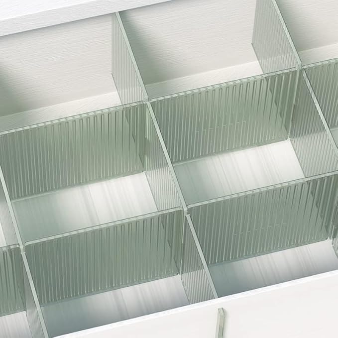 8pcs DIY Plastic Drawer Organizer Adjustable Drawer Dividers for Home Tidy Closet, Socks, Underwear, office school supplies, kitchen utensil tools (Clear Green)-NeatNest
