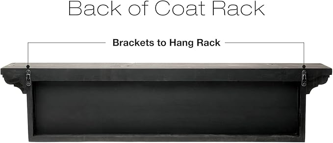 EXCELLO GLOBAL PRODUCTS Black 34" Coat Rack with 5 Gold Hooks: Ready to Hang Entryway Coatrack for Organization of Jackets, Hats, Scarves, Keys & Purses (Black)-NeatNest