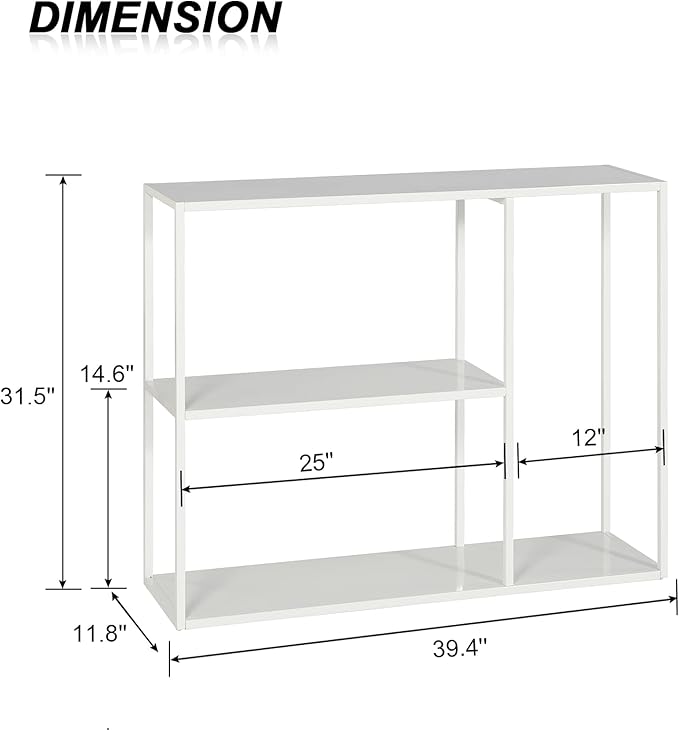 HDANI Console Table, Narrow Entryway Table, 3 Tier Metal Hallway Table, 11.8''Dx39.4''Wx31.5''H(White)-NeatNest