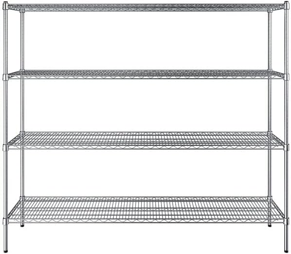 18" x 72" NSF Chrome 4-Shelf Kit with 64" Posts, Heavy Duty Storage Shelving, Wire Shelving Kit, NSF Commercial Storage Rack Unit