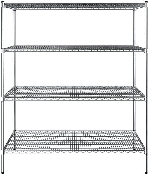 24" x 54" NSF Chrome 4-Shelf Kit with 64" Posts, Heavy Duty Storage Shelving, Wire Shelving Kit, NSF Commercial Storage Rack Unit
