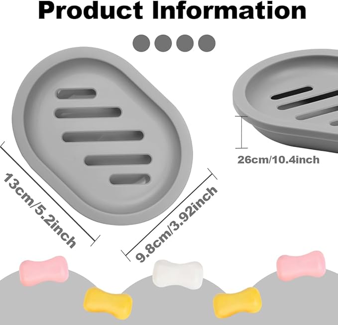 4Pcs Double-Layer Bar Soap Holder for Shower Soap Dish with Drain Soap Saver Box Container Plastic Soap Dish for Bathroom Counter,Kitchen,Toilet (Grey)-NeatNest
