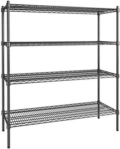 18" x 48" NSF Black Epoxy 4-Shelf Kit with 54" Posts, Heavy Duty Storage Shelving, Wire Shelving Kit, NSF Commercial Storage Rack Unit