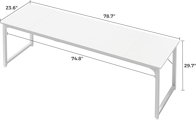Huuger Computer Desk, 80 Inch Office Desk, Gaming Desk with Storage, Writing Desk Work Desk for Home Office, Study, Long Simple Desk, Large Legroom, Metal Frame, White-NeatNest
