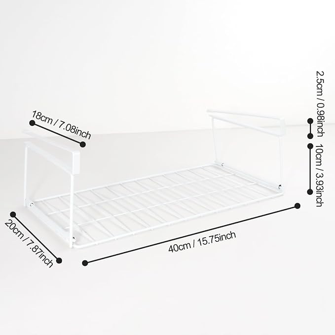 Foil and Plastic Wrap Organizer Kitchen Under Cabinet Desk Pantry Hanging Organizer Storage Foldable Rack (White-NeatNest