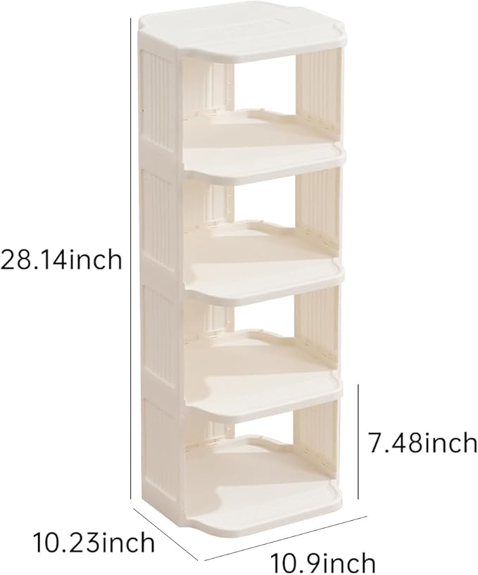 Small Shoe Rack, 5 Tier Plastic Vertical Shoe Rack for Small and Narrow Spaces, Free Standing Shoe Organizer for Closet, Entryway-NeatNest