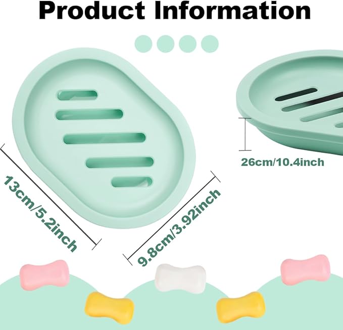4Pcs Double-Layer Bar Soap Holder for Shower Soap Dish with Drain Soap Saver Box Container Plastic Soap Dish for Bathroom Counter,Kitchen,Toilet (Green)-NeatNest