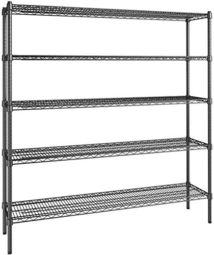 14" x 60" NSF Black Epoxy 5-Shelf Kit with 72" Posts, Commercial Storage Rack Unit, Heavy Duty Storage Shelving, Wire Shelving Kit, Adjustable Rack Strong Steel, Multipurpose Wire Shelf