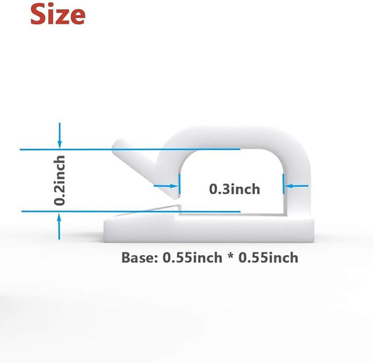 Cable Clips 60pcs with Strong Adhesive Tapes,Wire Holder Organizer Cord Management for Car, Office and Home (White- CC04(60PCS))-NeatNest