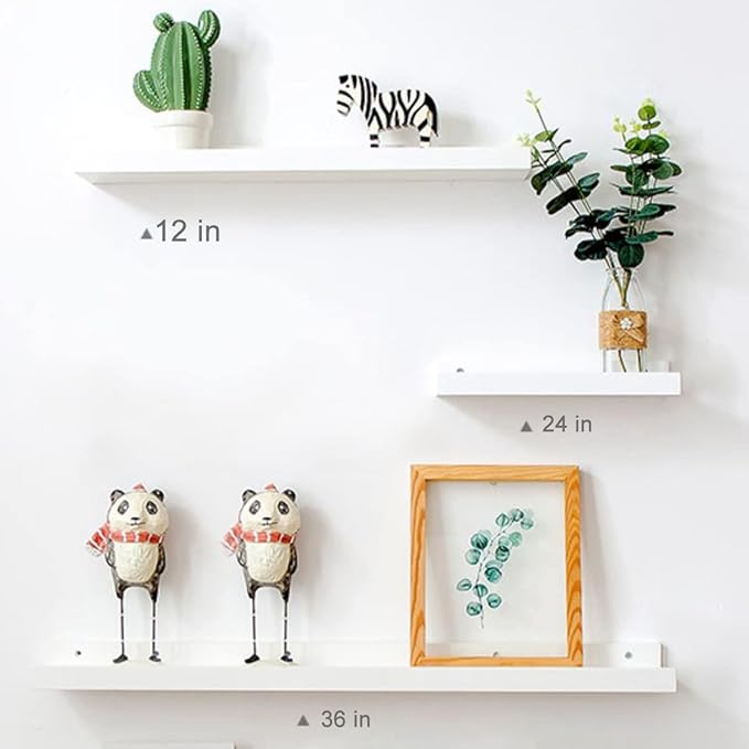 12 Inch Floating Shelves Wall Mounted, Solid Wood Wall Shelves for Decor and Storage, Picture Ledge Shelf for Bedroom/Bathroom/Living Room/Kitchen/Laundry Room, White Color, 12*4*1.5, 1 Pack-NeatNest