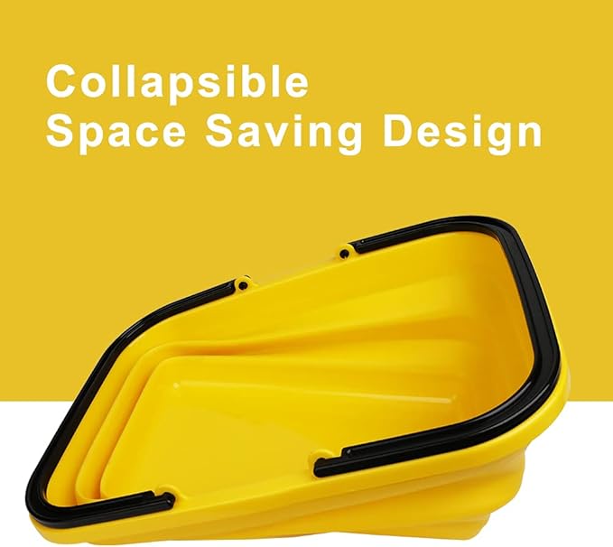 2 Pack Camping Collapsible Bucket with 3 Gal/12L, Foldable Wash Basin for Washing Dishes Yellow