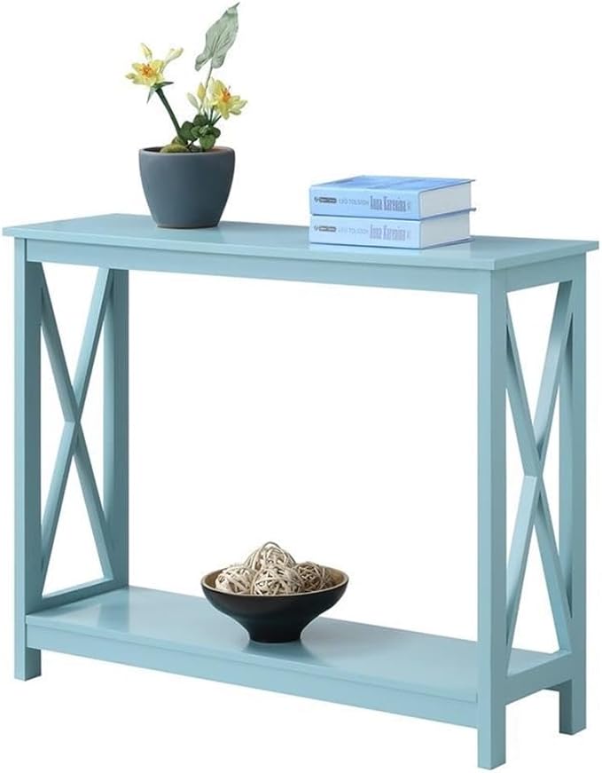 Convenience Concepts Oxford Console Table 39.5" - Sofa Table with Storage Shelf, Transitional Entryway Hall Table for Living Room and Bedroom, Display Foyer Table, Sea Foam Blue-NeatNest