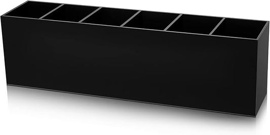 Jetec Acrylic Pen Holder 6 Compartments Makeup Brush Stationery Organizer Pencil Holder for Desk Accessories, Cosmetic Brushes, Dorm, Home, Bathroom, Kitchen, Office Supplies(Black)-NeatNest