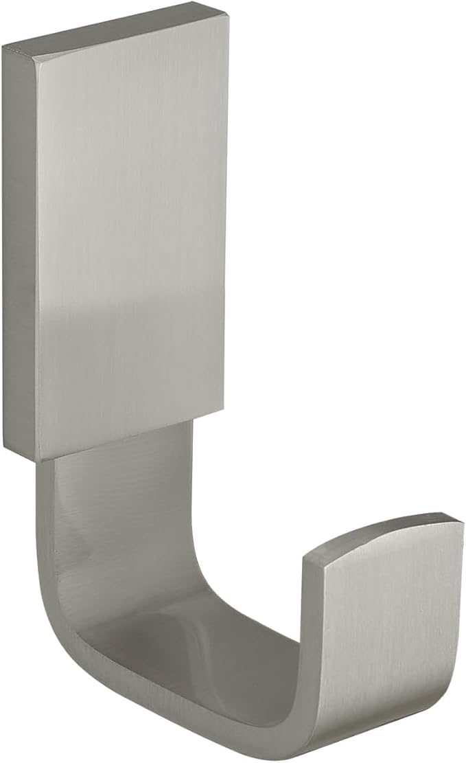 BESy Clothes Hook Single Towel Hooks for Bathroom Kitchen Garage Square Style Robe Hooks Coat and Hat Hook, Self Adhesive with Glue or Wall Mounted with Screws, Stainless Steel，Brushed Nickel-NeatNest