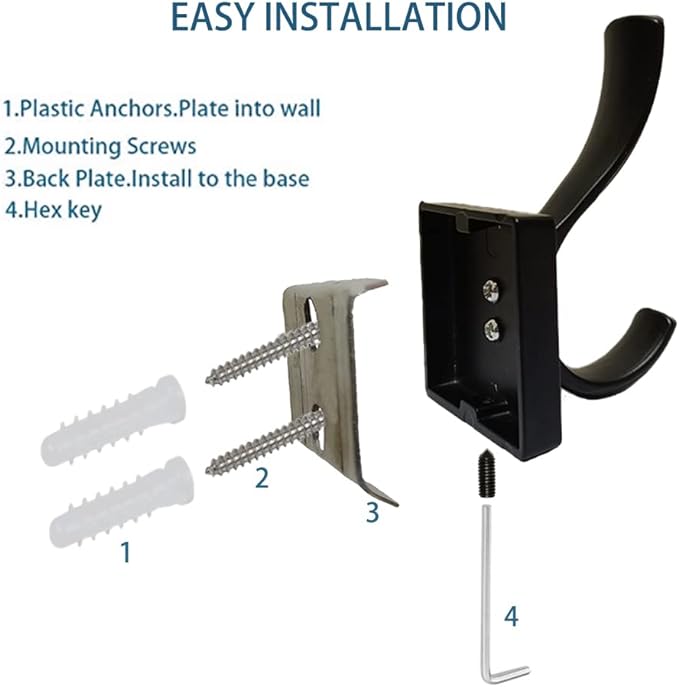 Black Towel Hooks,Double Towel Robe Clothes Coat Holder,Heavy Duty Wall Mount Hooks for Bath Bedroom Kitchen Pool Garage Hotel,4 Pack-NeatNest