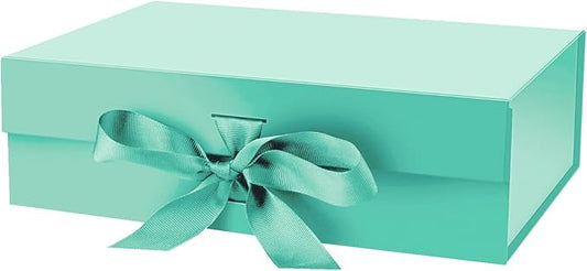 Gift Box with Lid for Presents 10.5x7.5x3.1 Inches with Ribbon and Magnetic Closure(1-Pack) (Robin Blue)-NeatNest