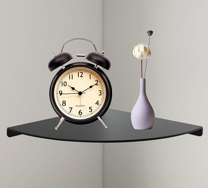 Corner Shelf - Heavy Duty 3.0mm Aluminum Alloy Wall Mounted Floating Shelf for Bathroom, Kitchen, Living Room, Office, Bedroom & Dorm - Black-NeatNest