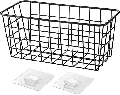 3 Set LeleCAT Adhesive Over the Cabinet Door Wire Baskets for Organizing for Kitchen Food Pantry Bathroom Shelf Storage No Drilling Wall Mounted,Black-NeatNest