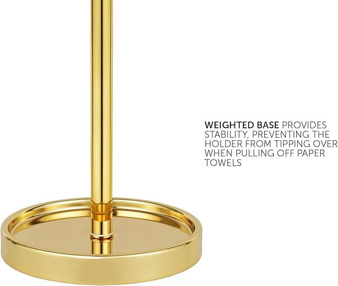 Ivilon Countertop Paper Towel Holder - Modern End Cap Minimalist Design - Color Gold Polished