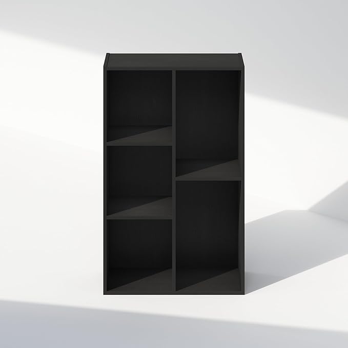 Furinno Reed 5-Cube Open Shelf Multipurpose Closet & Clothing Storage, Storage Organizer, Blackwood-NeatNest