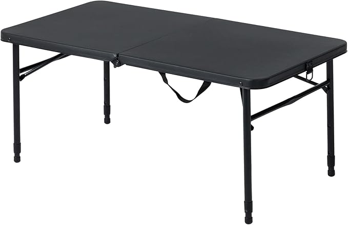 40 L x 20 W Plastic Adjustable Height Fold-in-Half Folding Table, Rich Black Onecolor-NeatNest