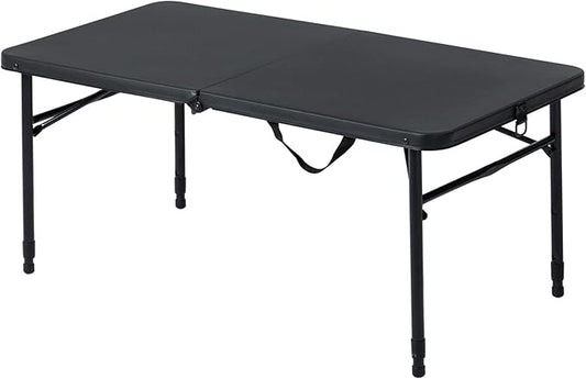 40 L x 20 W Plastic Adjustable Height Fold-in-Half Folding Table, Rich Black Onecolor-NeatNest