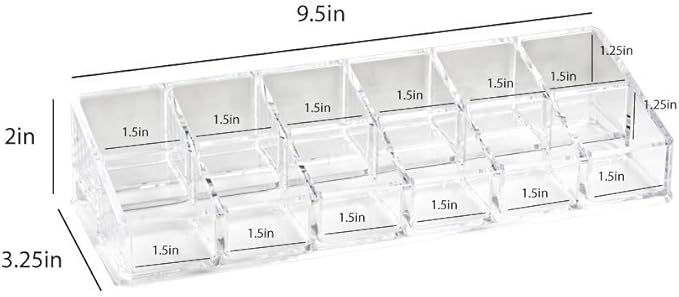 Isaac Jacobs Clear Acrylic 12 Compartment Nail Polish Holder, Organizer for Makeup, Essential Oils, Storage Solution, Rack Display (2 Rows (x6))-NeatNest