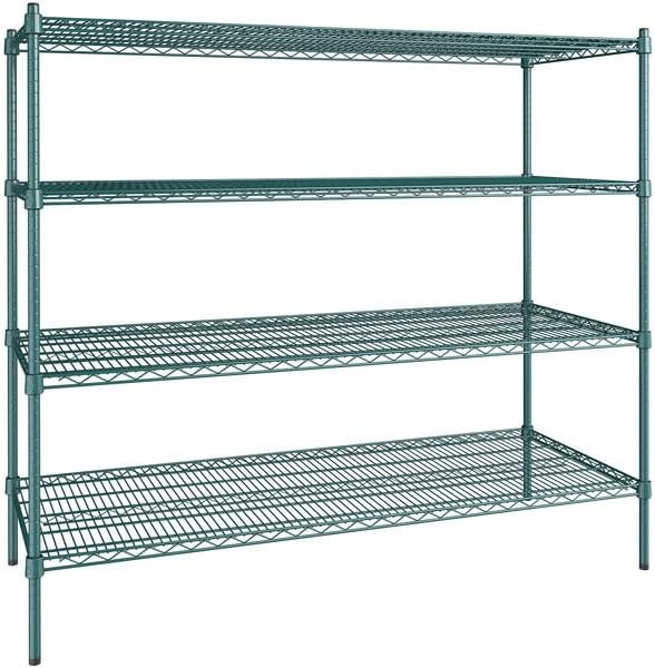 24" x 60" NSF Green Epoxy 4-Shelf Kit with 54" Posts, Heavy Duty Storage Shelving, Wire Shelving Kit, NSF Commercial Storage Rack Unit