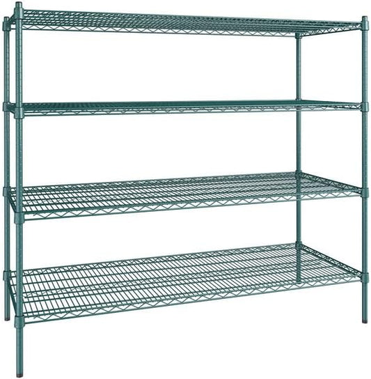24" x 60" NSF Green Epoxy 4-Shelf Kit with 54" Posts, Heavy Duty Storage Shelving, Wire Shelving Kit, NSF Commercial Storage Rack Unit