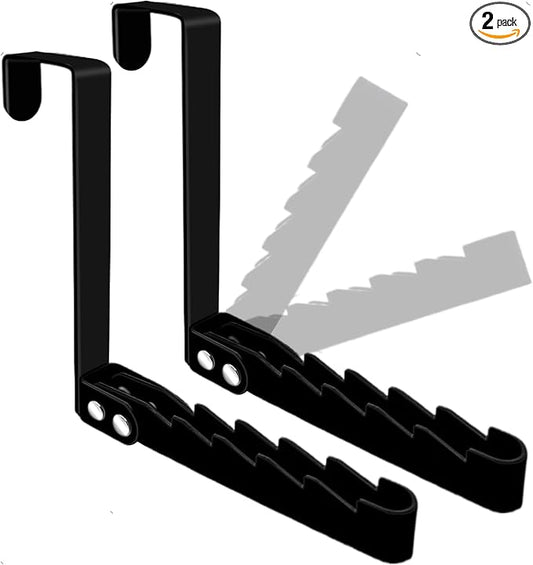 2 Pack Over The Door Hooks Hanger, Sturdy Foldable Over Door Drying Rack for Clothes, Coats, and Towels, Bedroom Bathroom, Black