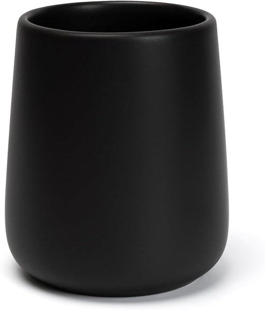 Bathroom Tumbler Cup Ceramic 13.5oz Reusable Toothbrush Cup 400ml, Toothbrush Holder Adequate for Your Bathroom (Black Brown)
