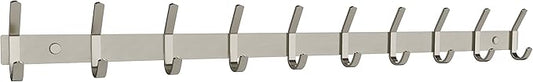 Coat Rack Wall Mount – Brushed Nickel 30 Inch Stainless Steel Hook Rail with 10 Heavy Duty Double Coat Hooks – Wall Mounted Coat Hanger for Entryway, Bathroom, Bedroom, Towel, Hat Organizer-NeatNest