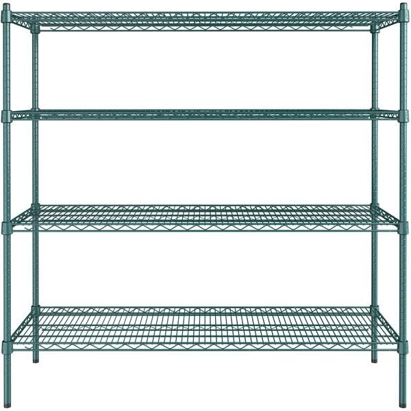 18" x 54" NSF Green Epoxy 4-Shelf Kit with 54" Posts, Heavy Duty Storage Shelving, Wire Shelving Kit, NSF Commercial Storage Rack Unit