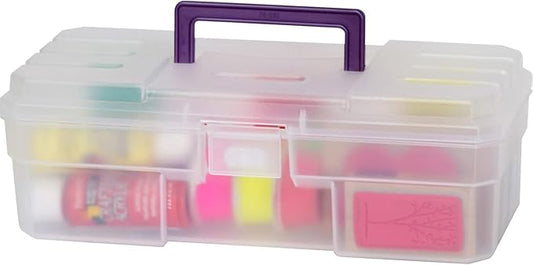Akro-Mils 12-Inch ProBox Plastic Art Supply, Hobby or Craft Storage Toolbox, Model 09912CLPUR, (12-Inch x 5-1/2-Inch x 4-Inch), Clear-NeatNest