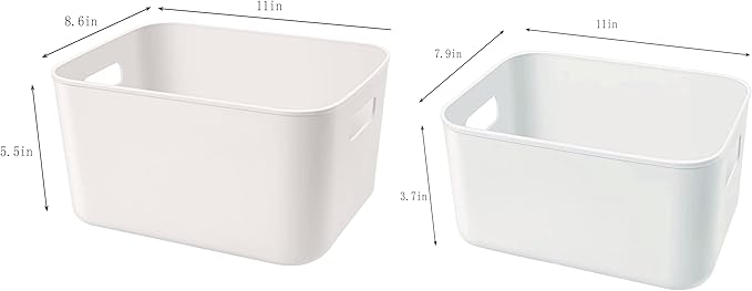 Set Of 6 Plastic Storage Bins With Lids,Versatile Kitchen Pantry Organization and Storage,for Plastic Storage Container Under Bed,Under Sink Bathroom Organizer (White, 4 Medium+2Small)-NeatNest