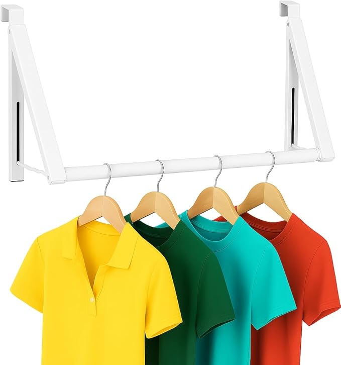 HOLDN’ STORAGE Over The Door Hanger Foldable - Over The Door Rack for Hanging Towels, Coats & Clothes - Over The Door Hanger Hooks for Bedroom, Washroom and Office.