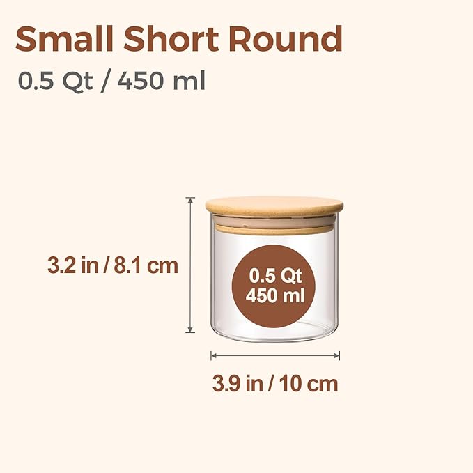 ComSaf 0.5 Qt Glass Food Storage Jars Set of 9, Clear Glass Storage Containers with Lids, Pantry Organization Jar, Spice, Salt, Blooming Tea, Coffee, Oat and Sugar Container, Small jar Set for Kitchen-NeatNest