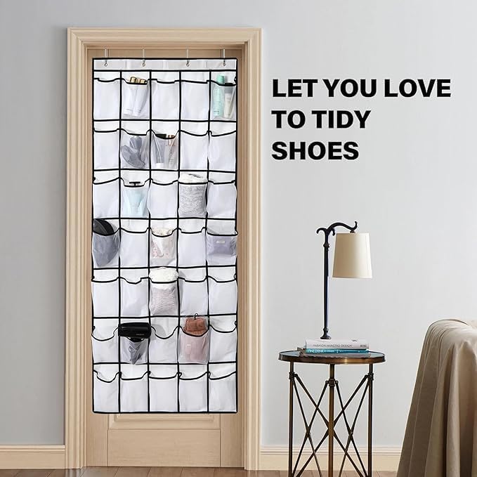 40 Mesh Pocket Over the Door Shoe Organizer,Hanging Shoe Rack for Closet Storage Holder for Dorm Room College Classroom Storag(Grey)-NeatNest