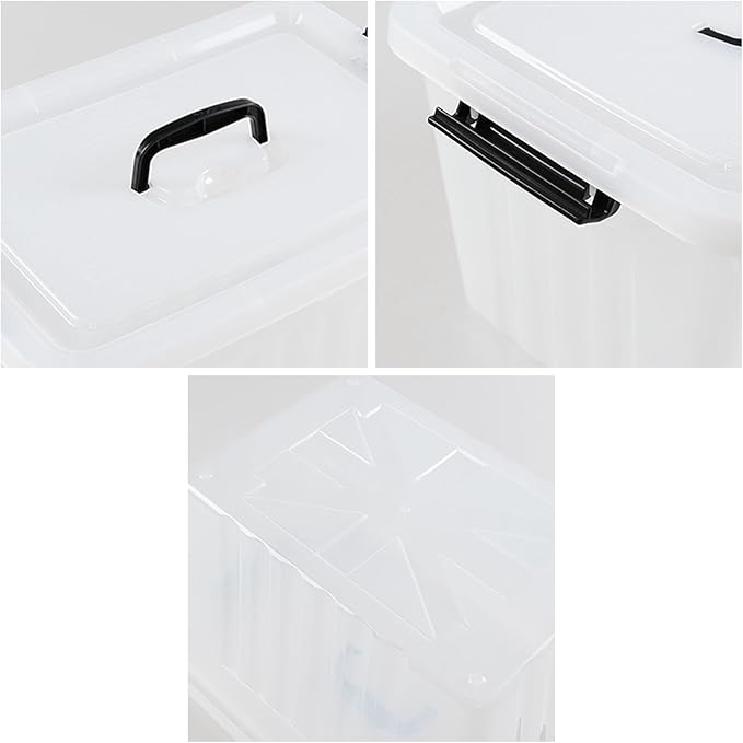 Bringer 4-Pack Clear Plastic Latching Storage Box, 18 L Storage Bin with Handle-NeatNest