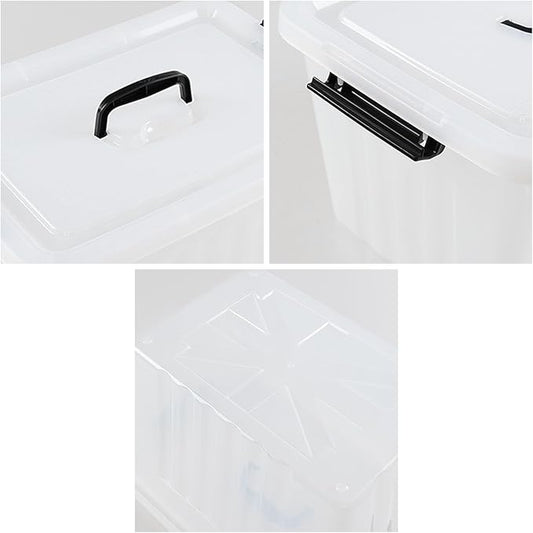 Bringer 4-Pack Clear Plastic Latching Storage Box, 18 L Storage Bin with Handle-NeatNest