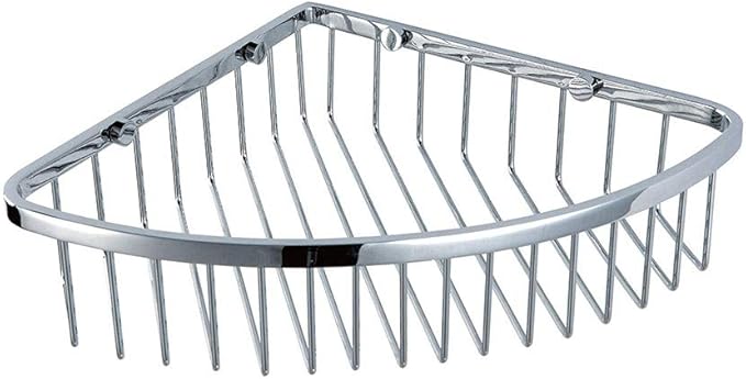 Corner Shower Caddy Basket,Shower Wall Shampoo Shelf Soap Holder,Full Brass Wire Basket for Inside Shower Storage and Bathtub Organizer in Polished Chrome