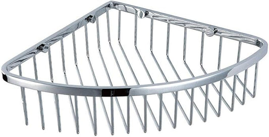 Corner Shower Caddy Basket,Shower Wall Shampoo Shelf Soap Holder,Full Brass Wire Basket for Inside Shower Storage and Bathtub Organizer in Polished Chrome