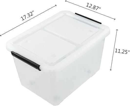 Bringer 4-Pack 30 L Clear Plastic Storage Box, Large Wheeled Storage Bin with lid-NeatNest